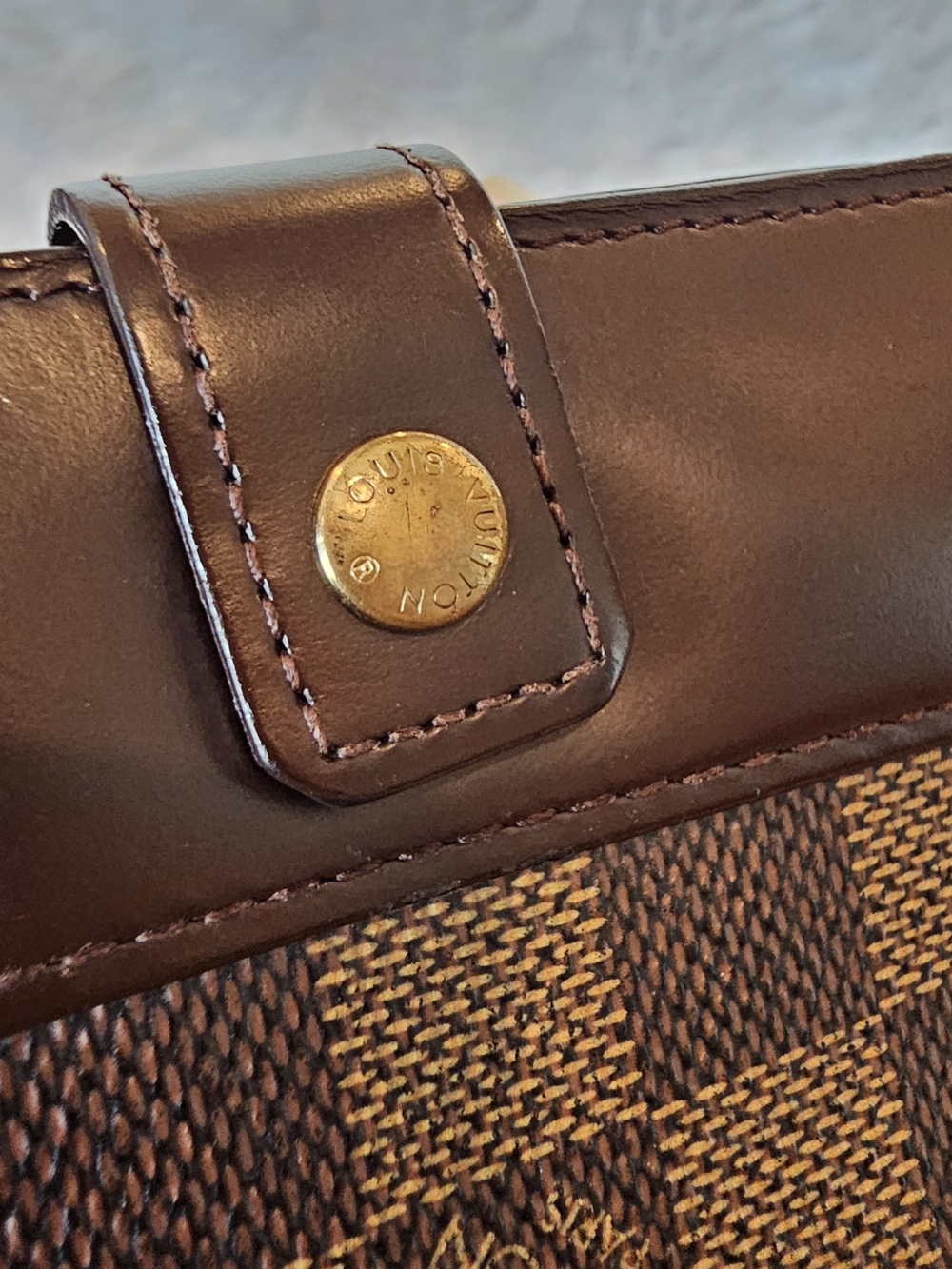 Louis Vuitton Brown Damier Compact Wallet with Dark Leather Trim - Picture 4 of 7